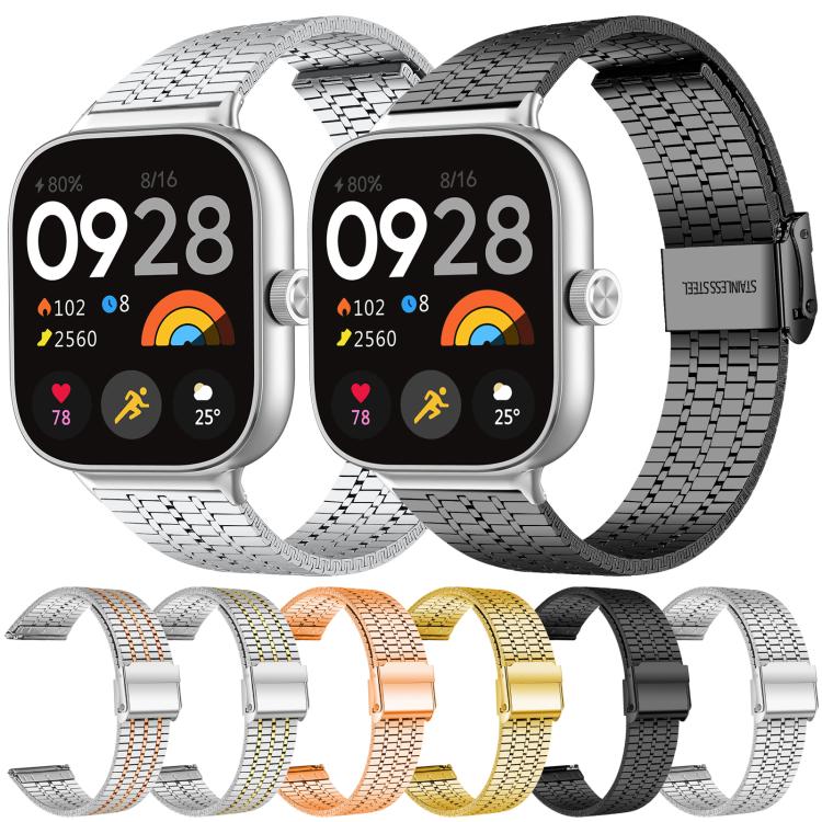 For Redmi Watch 3 Active / Watch 3 Lite xDfind Seven Beads Buckle Stainless Steel Watch Band(Gold) - Watch Bands by xDfind | Online Shopping UK | buy2fix