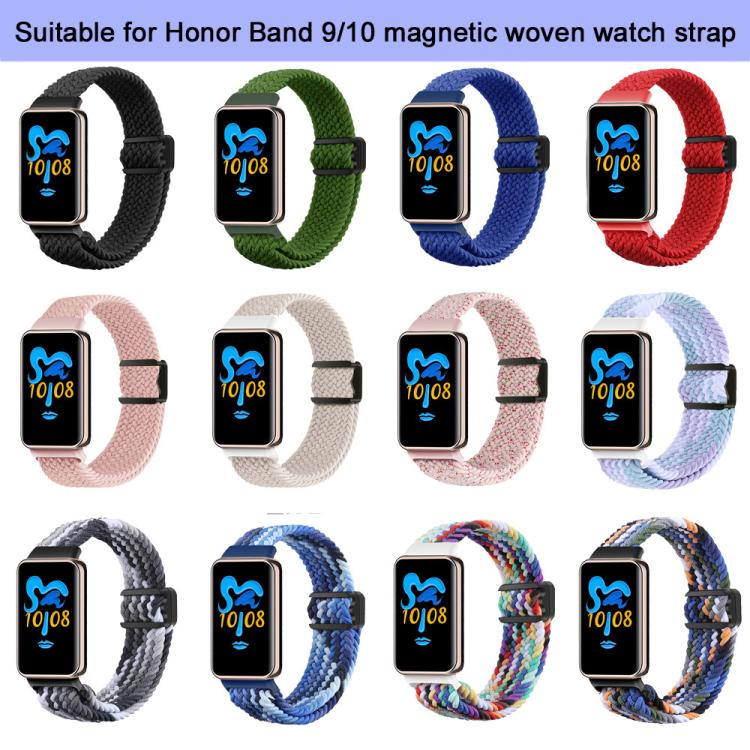 For Honor Band 10 / 9 xDfind Magnetic Buckle Nylon Braid Watch Band(Colorful Black) - Watch Bands by xDfind | Online Shopping UK | buy2fix
