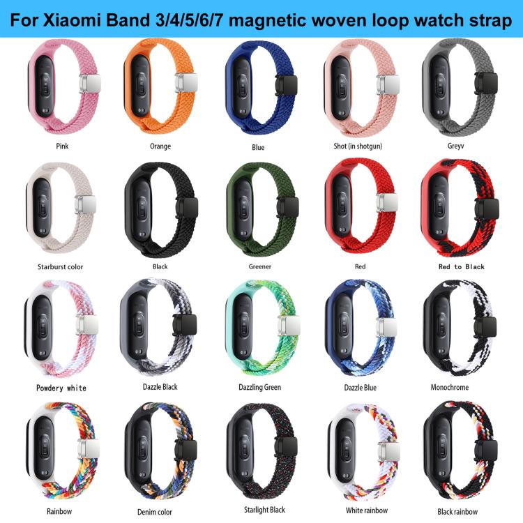 For Xiaomi Mi Band 7 / 6 / 5 / 4 / 3 xDfind Watch Cover Integrated Braided Loop Magnetic Buckle Watch Band(Pink) - Watch Bands by xDfind | Online Shopping UK | buy2fix