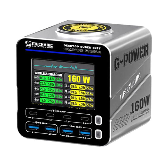 Mechanic G-POWER 160W GaN Desktop Fast Charging Station with 15W Magnetic Fast Charging, Plug:US Plug