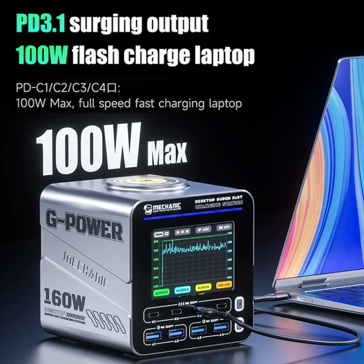 Mechanic G-POWER 160W GaN Desktop Fast Charging Station with 15W Magnetic Fast Charging, Plug:EU Plug - Power Supply by MECHANIC | Online Shopping UK | buy2fix