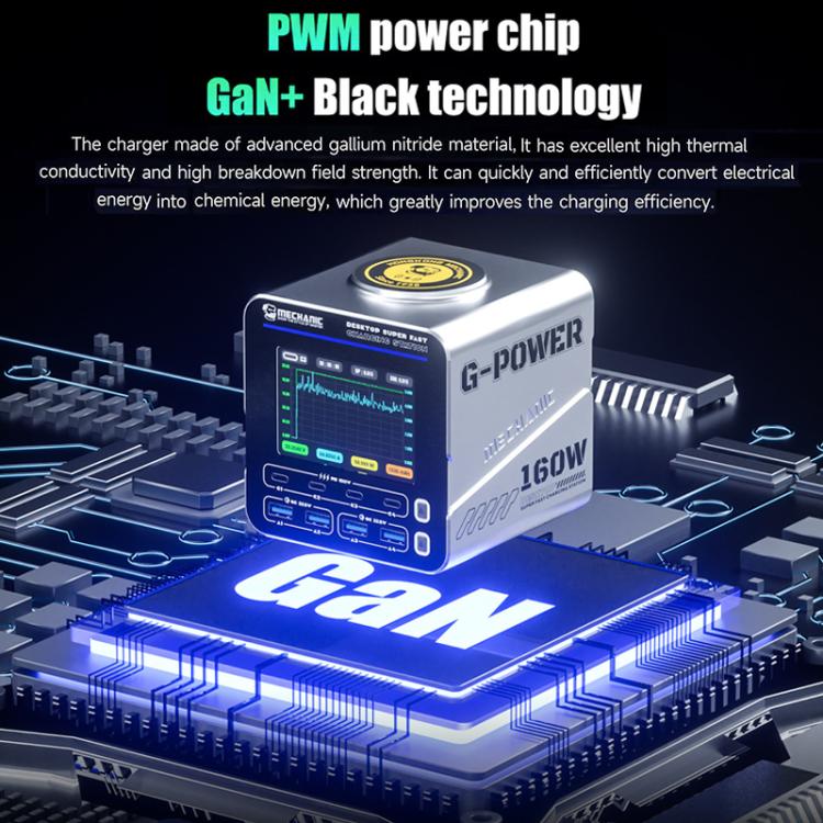 Mechanic G-POWER 160W GaN Desktop Fast Charging Station with 15W Magnetic Fast Charging, Plug:EU Plug - Power Supply by MECHANIC | Online Shopping UK | buy2fix