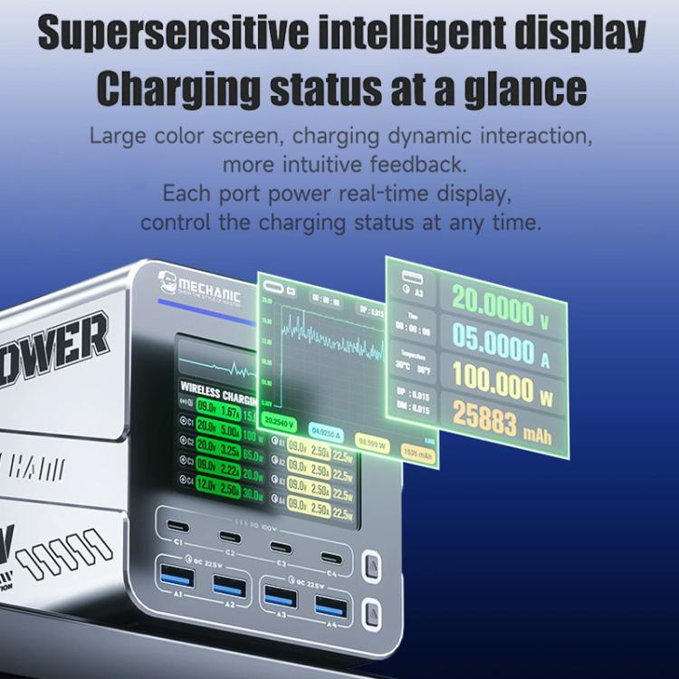 Mechanic G-POWER 160W GaN Desktop Fast Charging Station with 15W Magnetic Fast Charging, Plug:UK Plug - Power Supply by MECHANIC | Online Shopping UK | buy2fix