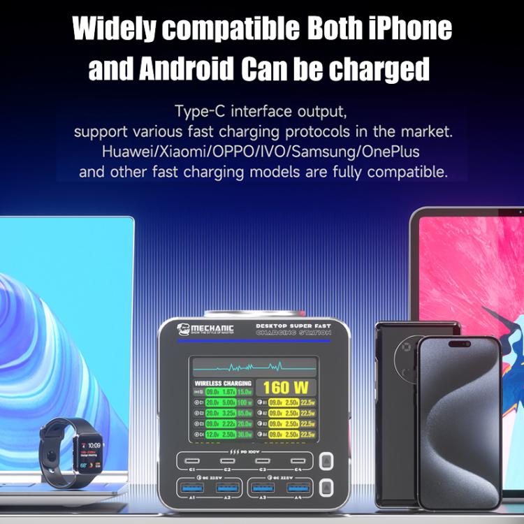 Mechanic G-POWER 160W GaN Desktop Fast Charging Station with 15W Magnetic Fast Charging, Plug:UK Plug - Power Supply by MECHANIC | Online Shopping UK | buy2fix