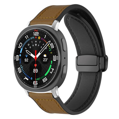 For Samsung Galaxy Watch8 / 8 Classic xDfind Crazy Horse Pattern Silicone Skin Magnetic Buckle Watch Band(Light Brown) - Watch Bands by xDfind | Online Shopping UK | buy2fix