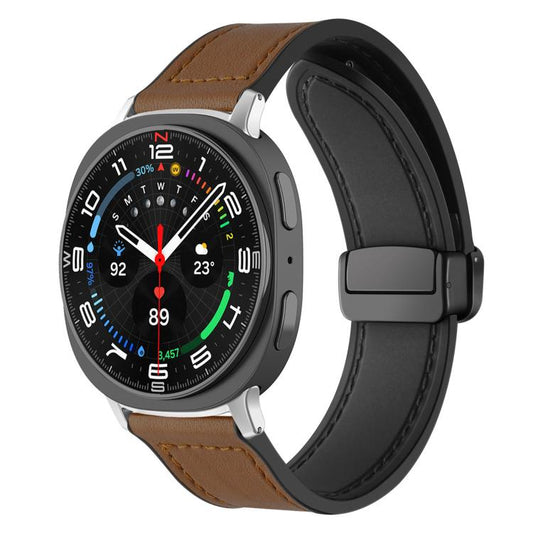 For Samsung Galaxy Watch8 / 8 Classic xDfind Crazy Horse Pattern Silicone Skin Magnetic Buckle Watch Band(Dark Brown) - Watch Bands by xDfind | Online Shopping UK | buy2fix