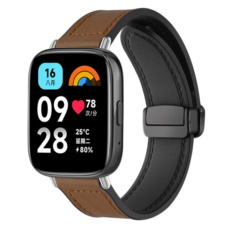 For Redmi Watch 3 Active / Watch 3 Lite xDfind Crazy Horse Pattern Silicone Skin Magnetic Buckle Watch Band(Dark Brown) - Watch Bands by xDfind | Online Shopping UK | buy2fix