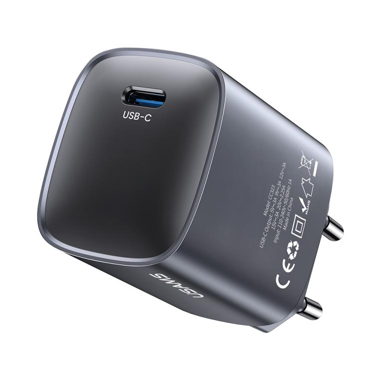 USAMS CC323 T66 45W USB-C / Type-C GaN Fast Charger, EU Plug(Gunmetal) - USB Charger by USAMS | Online Shopping UK | buy2fix