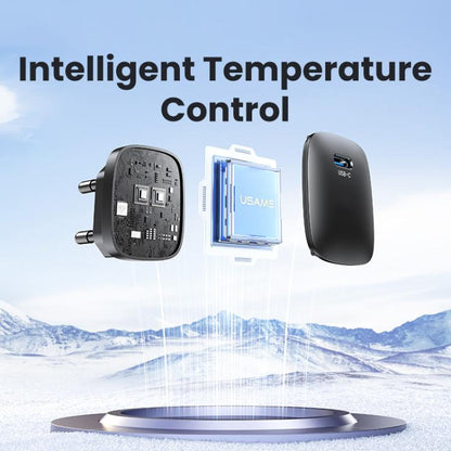 USAMS CC323 T66 45W USB-C / Type-C GaN Fast Charger, EU Plug(Gunmetal) - USB Charger by USAMS | Online Shopping UK | buy2fix