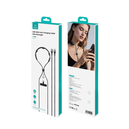 USAMS SJ759 U89 100W Fast Data Charging Cable with Massager, Length: 1.4m(Black) - USB-C & Type-C Cable by USAMS | Online Shopping UK | buy2fix