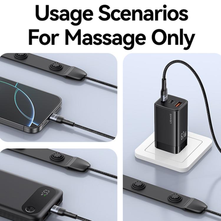 USAMS SJ759 U89 100W Fast Data Charging Cable with Massager, Length: 1.4m(Black) - USB-C & Type-C Cable by USAMS | Online Shopping UK | buy2fix