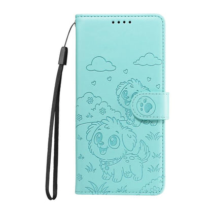 For Google Pixel 10 / 10 Pro / 9 / 9 Pro Embossed Heart Dog RFID Blocking Wallet Leather Phone Case(Green) - Google Cases by buy2fix | Online Shopping UK | buy2fix