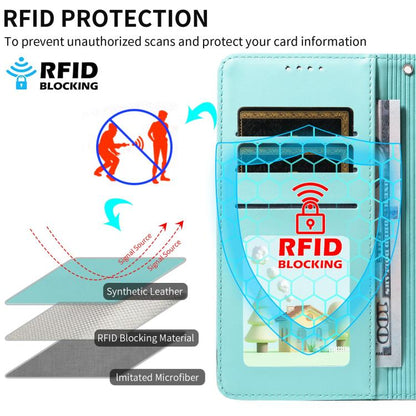 For Google Pixel 10 / 10 Pro / 9 / 9 Pro Embossed Heart Dog RFID Blocking Wallet Leather Phone Case(Green) - Google Cases by buy2fix | Online Shopping UK | buy2fix