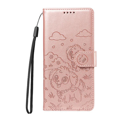 For Google Pixel 10 / 10 Pro / 9 / 9 Pro Embossed Heart Dog RFID Blocking Wallet Leather Phone Case(Rose Gold) - Google Cases by buy2fix | Online Shopping UK | buy2fix