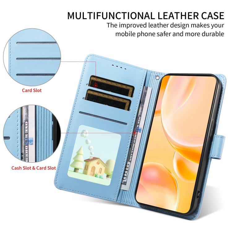 For Google Pixel 10 / 10 Pro / 9 / 9 Pro Embossed Heart Dog RFID Blocking Wallet Leather Phone Case(Sky Blue) - Google Cases by buy2fix | Online Shopping UK | buy2fix