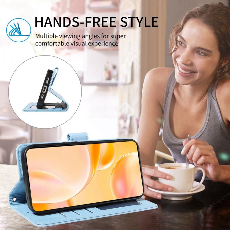 For Google Pixel 10 / 10 Pro / 9 / 9 Pro Embossed Heart Dog RFID Blocking Wallet Leather Phone Case(Sky Blue) - Google Cases by buy2fix | Online Shopping UK | buy2fix