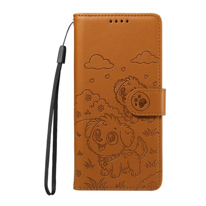 For Google Pixel 10 Pro XL / 9 Pro XL Embossed Heart Dog RFID Blocking Wallet Leather Phone Case(Brown) - Google Cases by buy2fix | Online Shopping UK | buy2fix