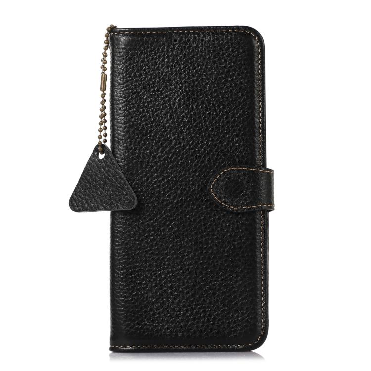 For iPhone Air Genuine Leather Litchi Texture RFID Leather Phone Case(Black) - iPhone Air Cases by buy2fix | Online Shopping UK | buy2fix