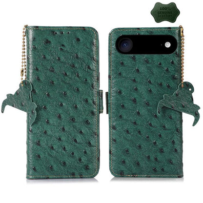 For iPhone Air Ostrich Pattern Genuine Leather RFID Phone Case(Green) - iPhone Air Cases by buy2fix | Online Shopping UK | buy2fix