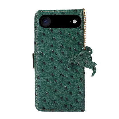 For iPhone Air Ostrich Pattern Genuine Leather RFID Phone Case(Green) - iPhone Air Cases by buy2fix | Online Shopping UK | buy2fix