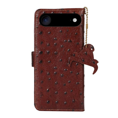 For iPhone Air Ostrich Pattern Genuine Leather RFID Phone Case(Coffee) - iPhone Air Cases by buy2fix | Online Shopping UK | buy2fix