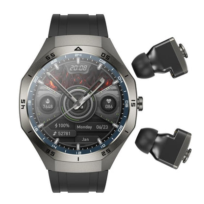 F38 Dual-ear Bluetooth Earphone Smart Watch IP67 Supports Heart Rate Monitoring, Watchband:Silicone(Black) - Smart Watches by buy2fix | Online Shopping UK | buy2fix