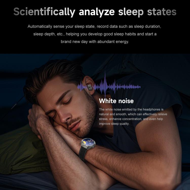 F38 Dual-ear Bluetooth Earphone Smart Watch IP67 Supports Heart Rate Monitoring, Watchband:Leather(Silver) - Smart Watches by buy2fix | Online Shopping UK | buy2fix