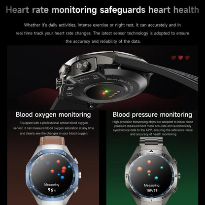 F38 Dual-ear Bluetooth Earphone Smart Watch IP67 Supports Heart Rate Monitoring, Watchband:Leather(Black) - Smart Watches by buy2fix | Online Shopping UK | buy2fix
