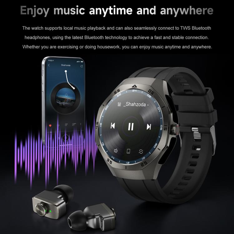 F38 Dual-ear Bluetooth Earphone Smart Watch IP67 Supports Heart Rate Monitoring, Watchband:Steel(Black) - Smart Watches by buy2fix | Online Shopping UK | buy2fix