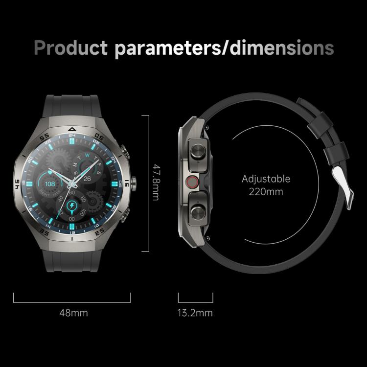 F38 Dual-ear Bluetooth Earphone Smart Watch IP67 Supports Heart Rate Monitoring, Watchband:Steel(Black) - Smart Watches by buy2fix | Online Shopping UK | buy2fix