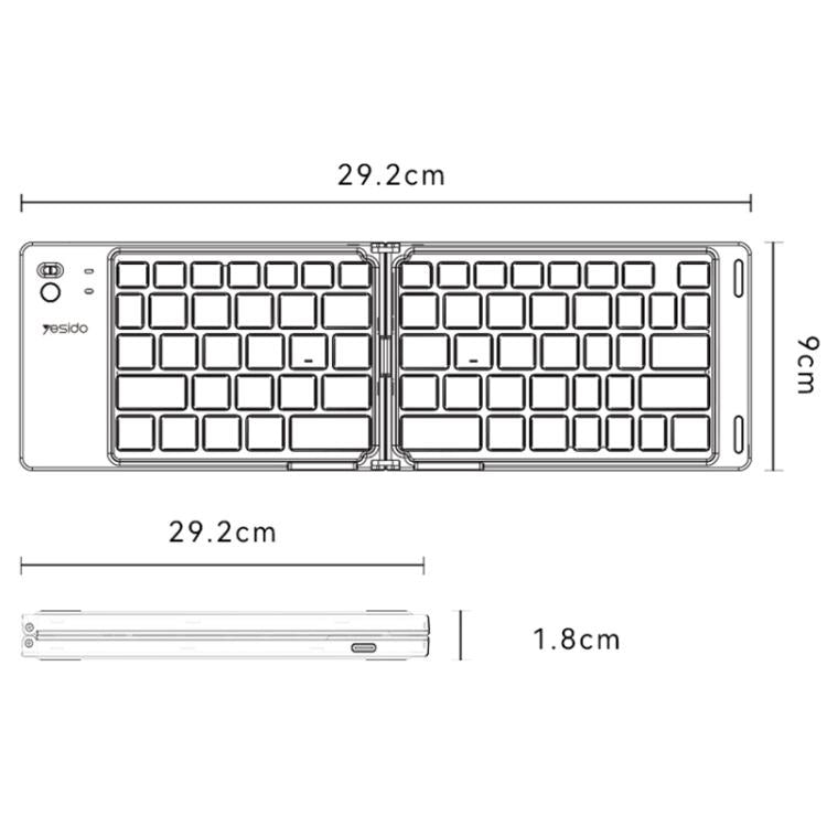 Yesido KB27 Ultra Slim Mini Two-Fold Portable Bluetooth Keyboard(Grey) - Mini Keyboard by Yesido | Online Shopping UK | buy2fix