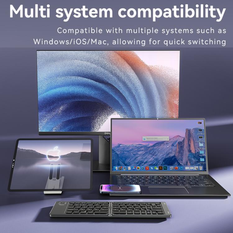 Yesido KB27 Ultra Slim Mini Two-Fold Portable Bluetooth Keyboard(Grey) - Mini Keyboard by Yesido | Online Shopping UK | buy2fix