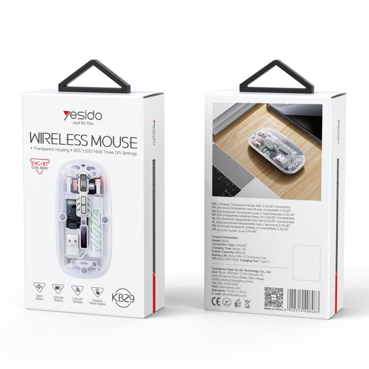 Yesido KB29 Transparent Bluetooth Dual Mode Wireless Mouse(White) - Wireless Mice by Yesido | Online Shopping UK | buy2fix