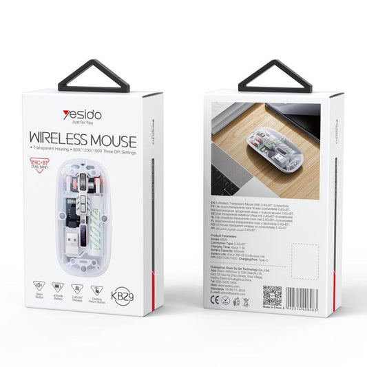 Yesido KB29 Transparent Bluetooth Dual Mode Wireless Mouse(White) - Wireless Mice by Yesido | Online Shopping UK | buy2fix