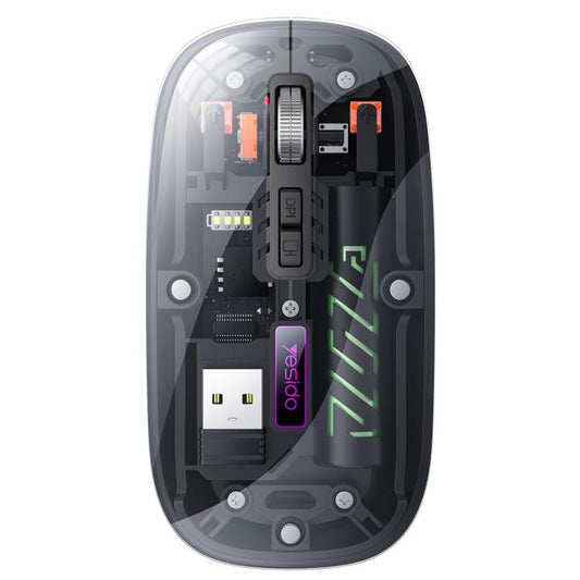 Yesido KB29 Transparent Bluetooth Dual Mode Wireless Mouse(Black) - Wireless Mice by Yesido | Online Shopping UK | buy2fix