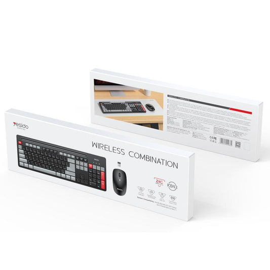 Yesido KB43 2.4G Wireless Keyboard Mouse Set, Version:Arabic Version(Black) - Wireless Keyboard by Yesido | Online Shopping UK | buy2fix