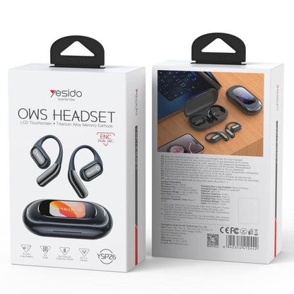 Yesido YSP26 ENC Noise Reduction Ear-hook Open OWS Bluetooth Earphone, with LCD Screen(Grey) - Bluetooth Earphone by Yesido | Online Shopping UK | buy2fix