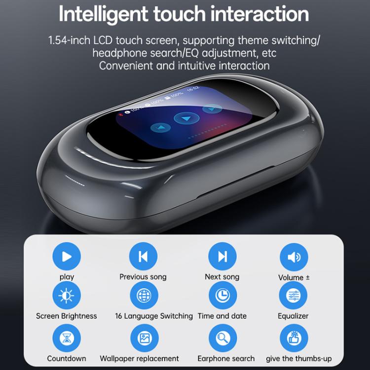 Yesido YSP26 ENC Noise Reduction Ear-hook Open OWS Bluetooth Earphone, with LCD Screen(Grey) - Bluetooth Earphone by Yesido | Online Shopping UK | buy2fix