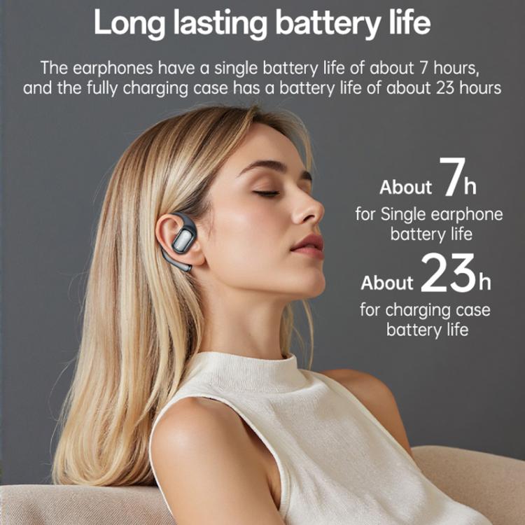 Yesido YSP26 ENC Noise Reduction Ear-hook Open OWS Bluetooth Earphone, with LCD Screen(Grey) - Bluetooth Earphone by Yesido | Online Shopping UK | buy2fix