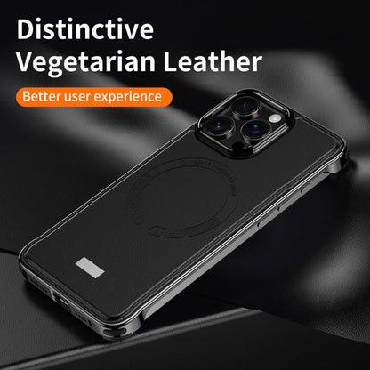 For iPhone 15 J TRIBE Metal Frameless Plain Leather MagSafe Phone Case(Brown) - iPhone 15 Cases by buy2fix | Online Shopping UK | buy2fix