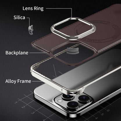 For iPhone 16 J TRIBE Metal Frameless Plain Leather MagSafe Phone Case(Black) - iPhone 16 Cases by buy2fix | Online Shopping UK | buy2fix