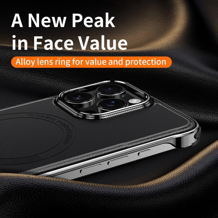 For iPhone 16 J TRIBE Metal Frameless Plain Leather MagSafe Phone Case(Brown) - iPhone 16 Cases by buy2fix | Online Shopping UK | buy2fix