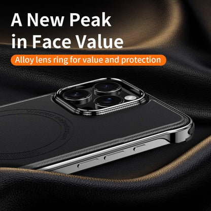 For iPhone 15 Pro Max J TRIBE Metal Frameless Plain Leather MagSafe Phone Case(Brown) - iPhone 15 Pro Max Cases by buy2fix | Online Shopping UK | buy2fix