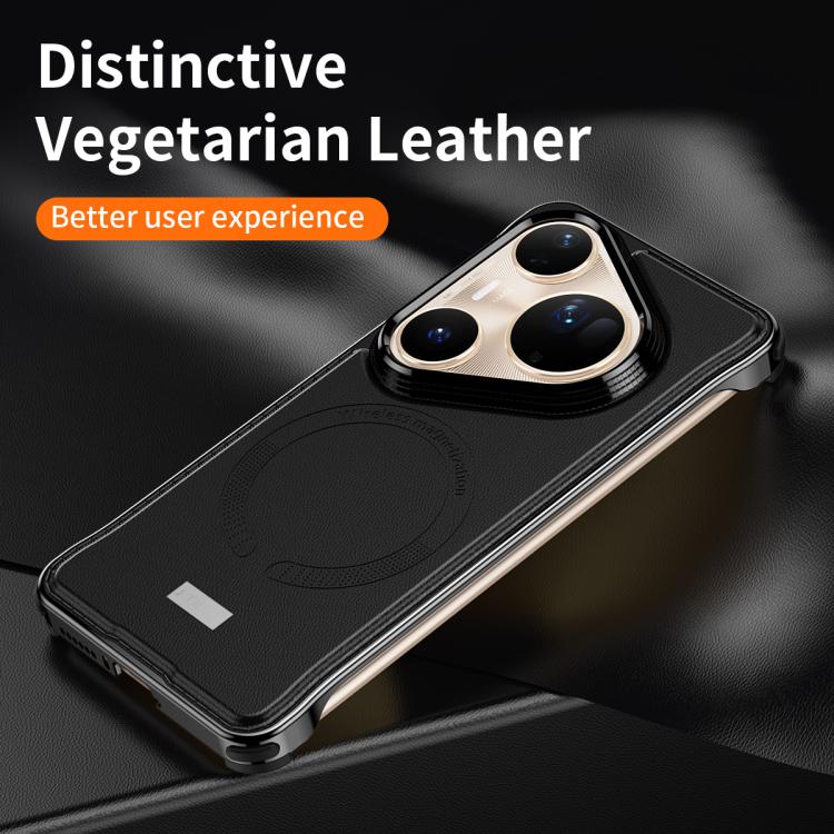 For Huawei Pura 80 5G J TRIBE Metal Frameless Plain Leather MagSafe Phone Case(Brown) - Huawei Cases by buy2fix | Online Shopping UK | buy2fix