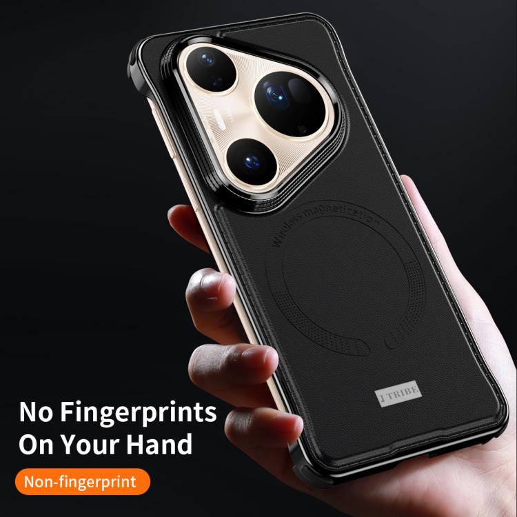 For Huawei Pura 80 5G J TRIBE Metal Frameless Plain Leather MagSafe Phone Case(Brown) - Huawei Cases by buy2fix | Online Shopping UK | buy2fix