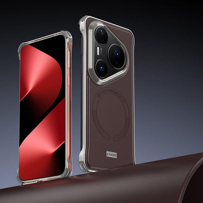 For Huawei Pura 80 Pro 5G J TRIBE Metal Frameless Plain Leather MagSafe Phone Case(Brown) - Huawei Cases by buy2fix | Online Shopping UK | buy2fix