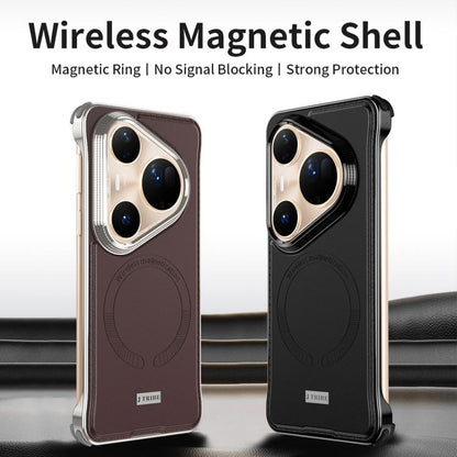 For Huawei Pura 80 Pro 5G J TRIBE Metal Frameless Plain Leather MagSafe Phone Case(Black) - Huawei Cases by buy2fix | Online Shopping UK | buy2fix