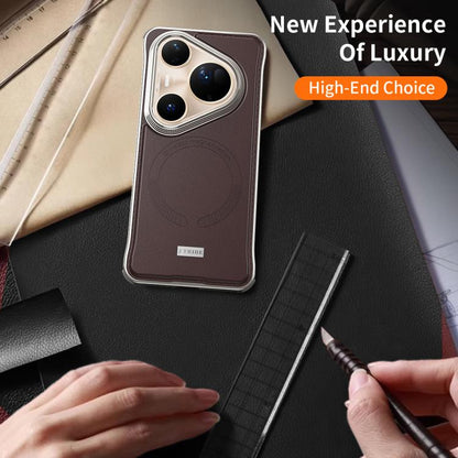 For Huawei Pura 80 Pro+ 5G J TRIBE Metal Frameless Plain Leather MagSafe Phone Case(Brown) - Huawei Cases by buy2fix | Online Shopping UK | buy2fix