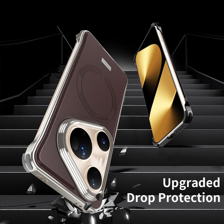 For Huawei Pura 80 Ultra 5G J TRIBE Metal Frameless Plain Leather MagSafe Phone Case(Brown) - Huawei Cases by buy2fix | Online Shopping UK | buy2fix