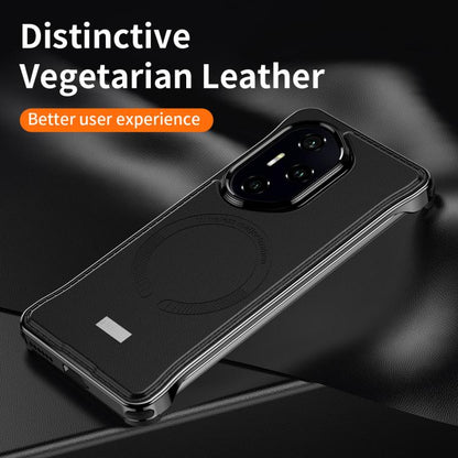 For Honor 300 Pro J TRIBE Metal Frameless Plain Leather MagSafe Phone Case(Brown) - Honor Cases by buy2fix | Online Shopping UK | buy2fix